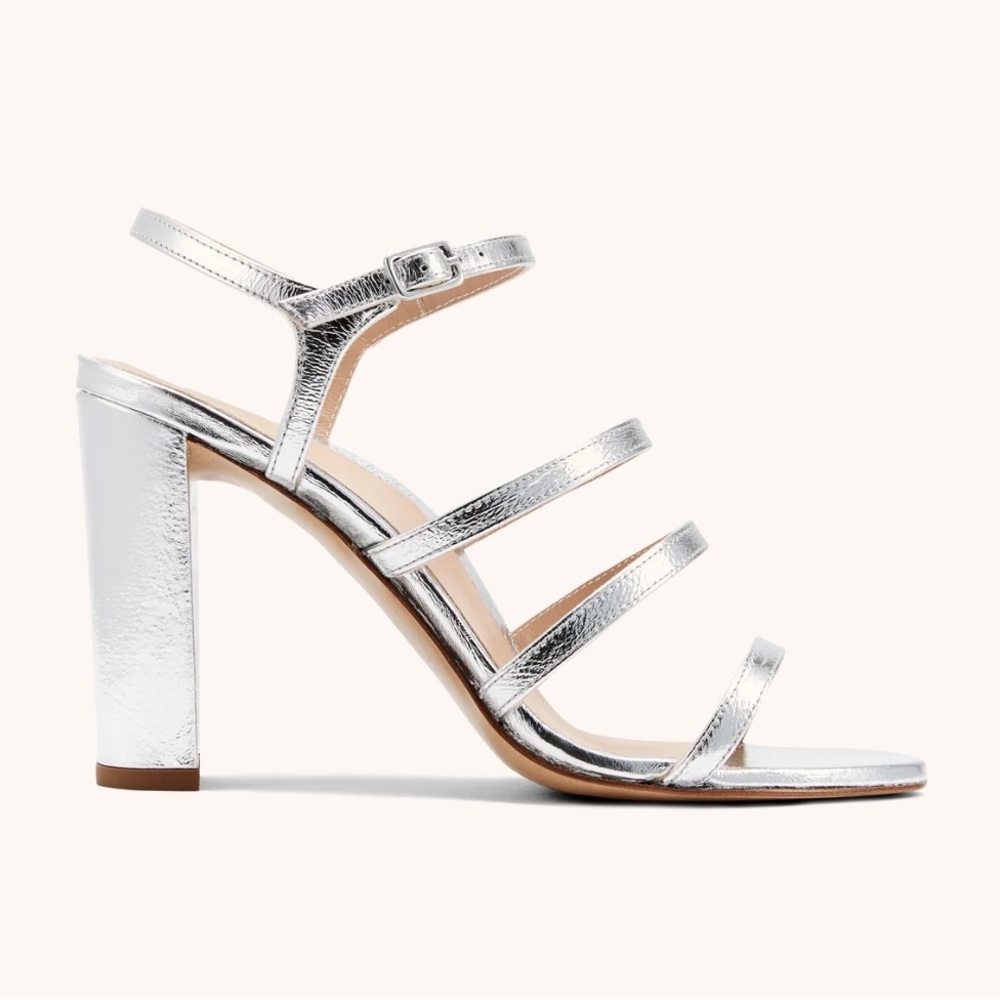 Inez Sasha silver strappy heels